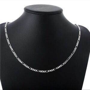 Unisex 925 Sterling Silver Figaro Chain Necklace 4mm Choose Length